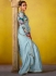 Sky blue glass tissue sequins embroidered wedding saree with blouse 2161